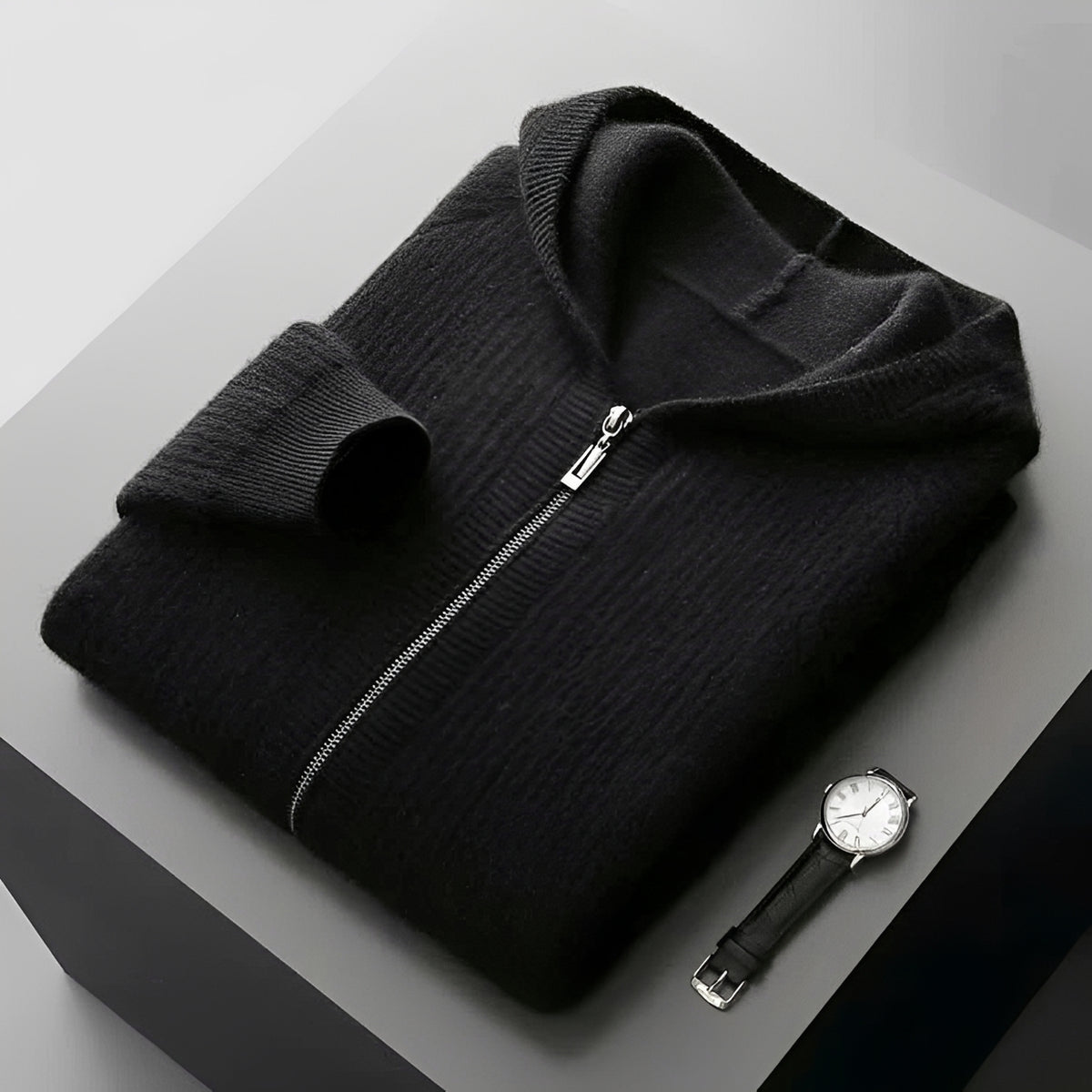 Sweat à capuche homme zippé à motif texturé et poches