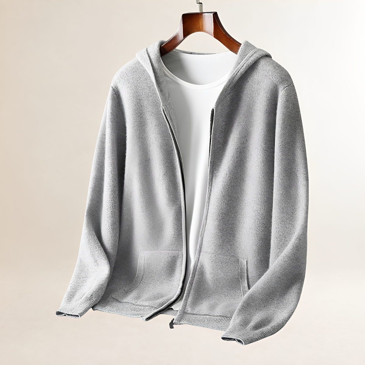 Sweat à capuche homme zippé à texture avec poches - coupe décontractée, style pratique
