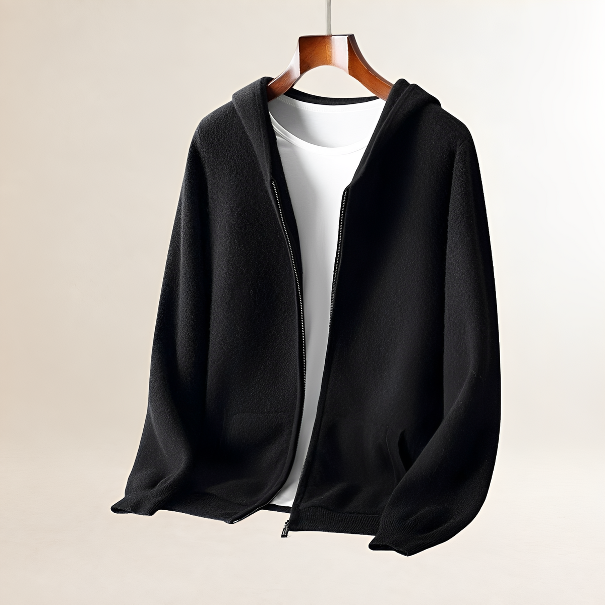 Sweat à capuche homme zippé à texture avec poches - coupe décontractée, style pratique
