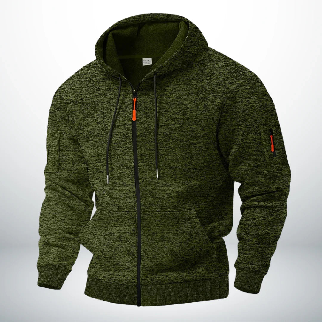 Sweat à capuche zippé homme avec poches - coupe structurée, cordon de serrage ajustable