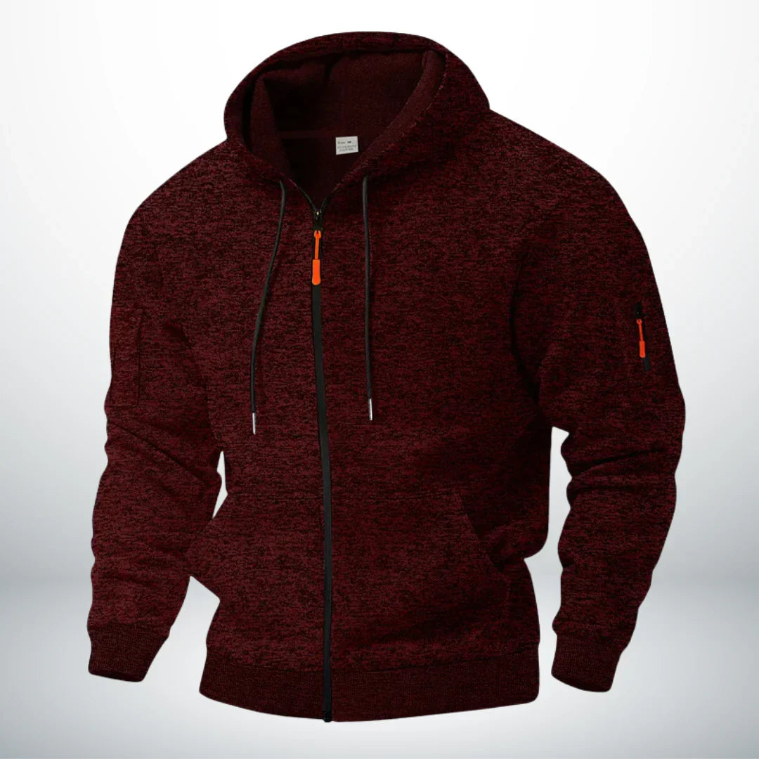 Sweat à capuche zippé homme avec poches - coupe structurée, cordon de serrage ajustable