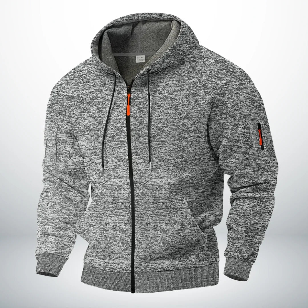 Sweat à capuche zippé homme avec poches - coupe structurée, cordon de serrage ajustable