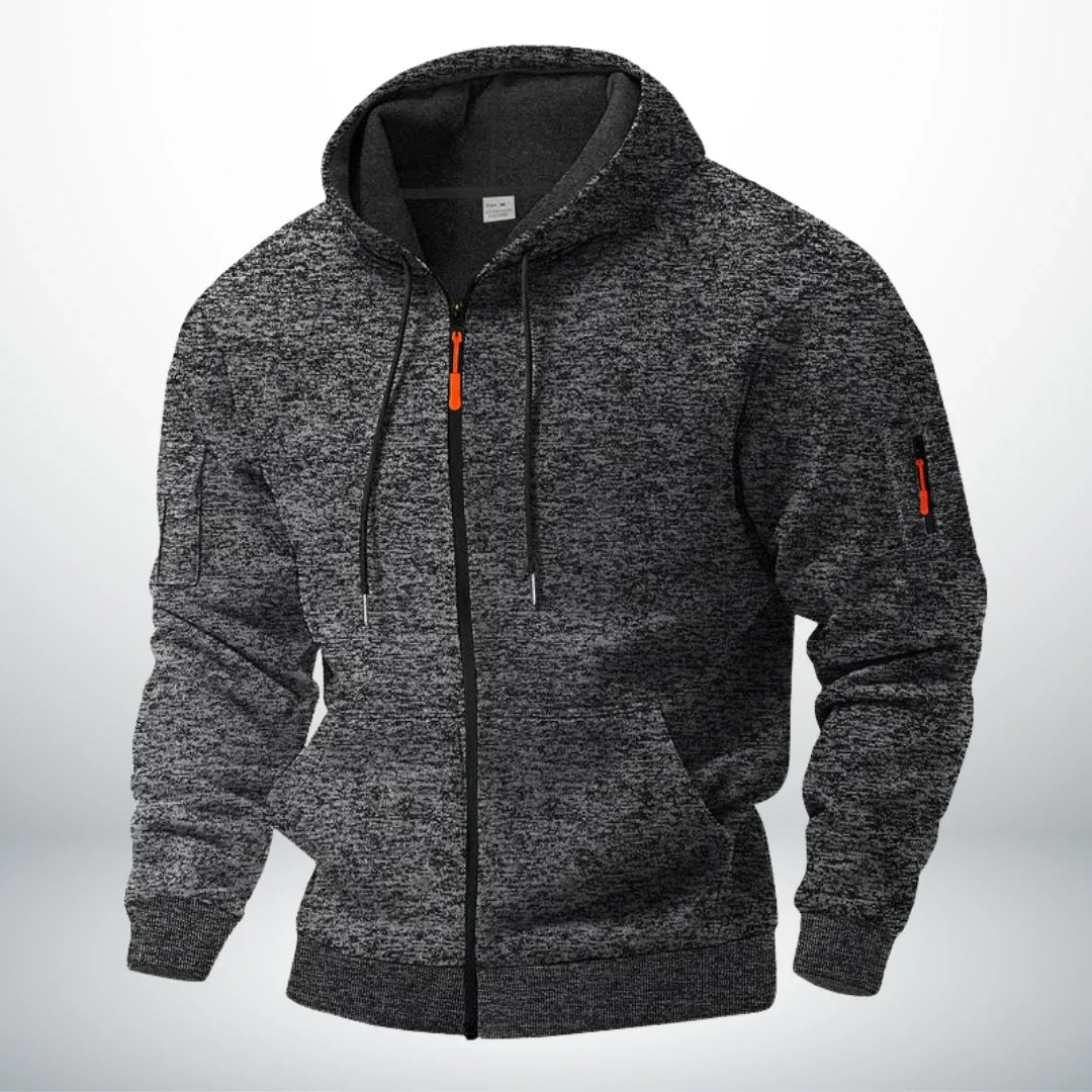 Sweat à capuche zippé homme avec poches - coupe structurée, cordon de serrage ajustable