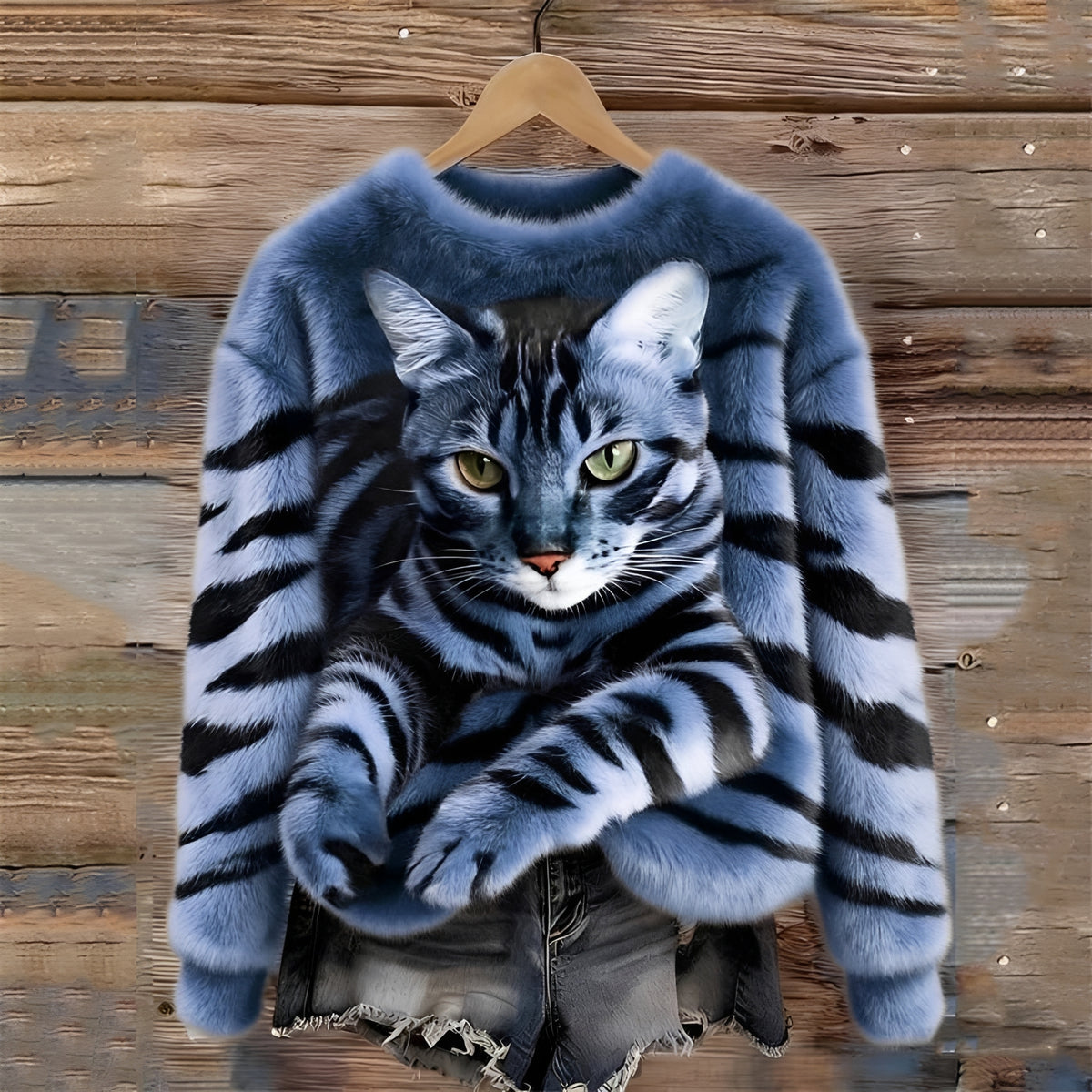 Sweat-shirt à capuche pour femmes - Graphisme chat et coupe décontractée