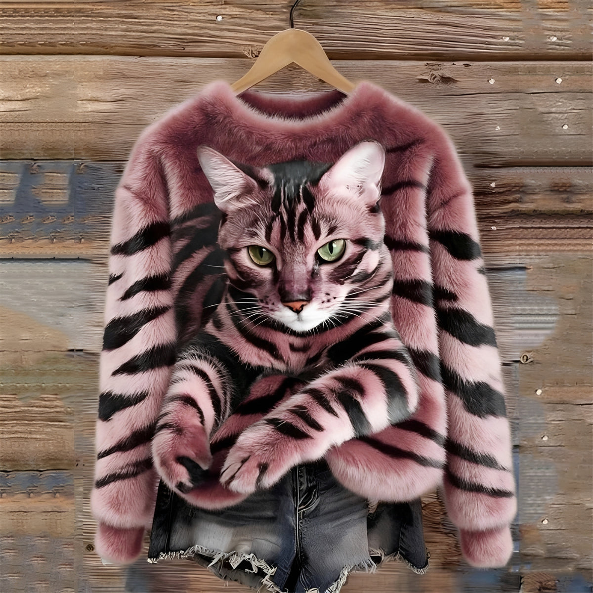 Sweat-shirt à capuche pour femmes - Graphisme chat et coupe décontractée