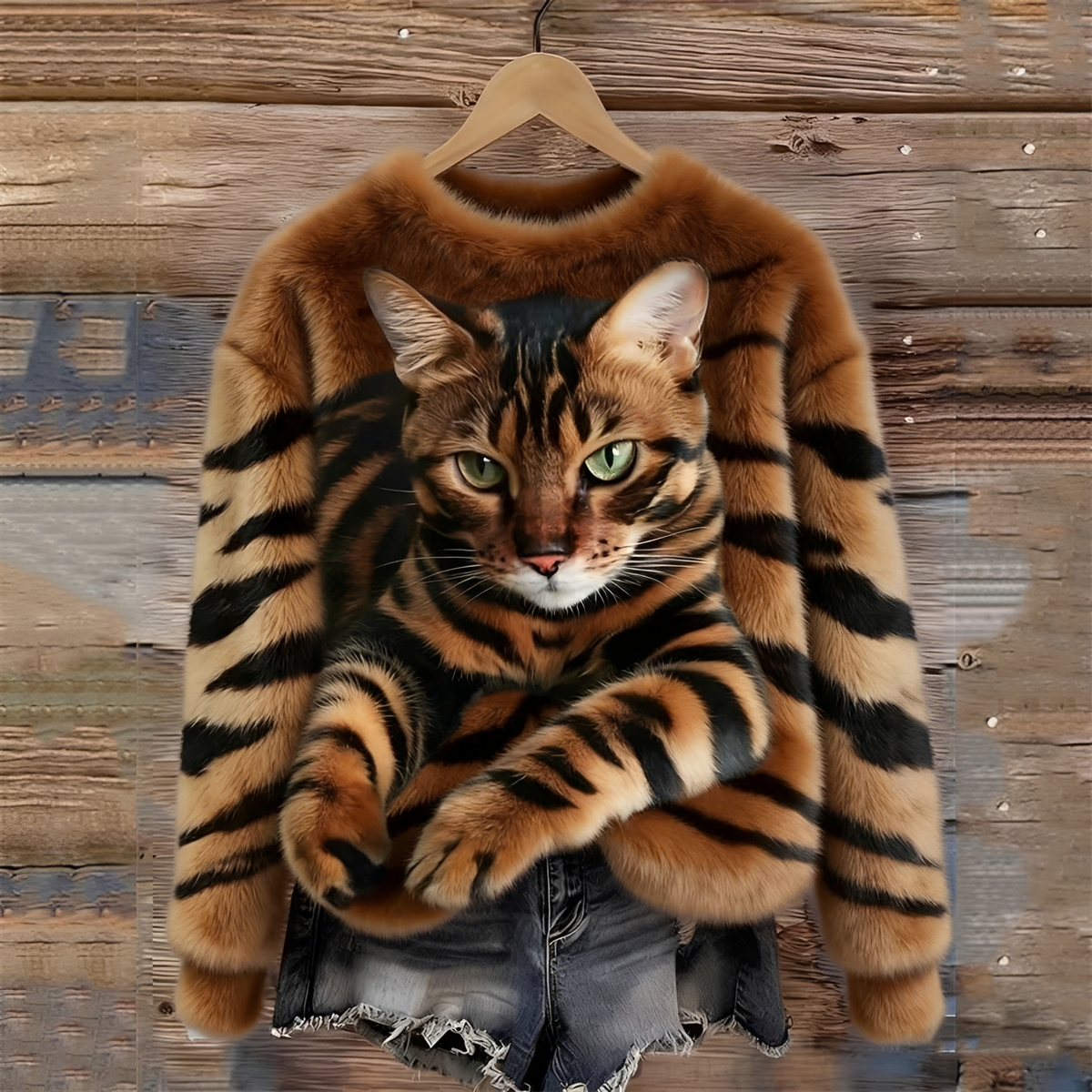 Sweat-shirt à capuche pour femmes - Graphisme chat et coupe décontractée