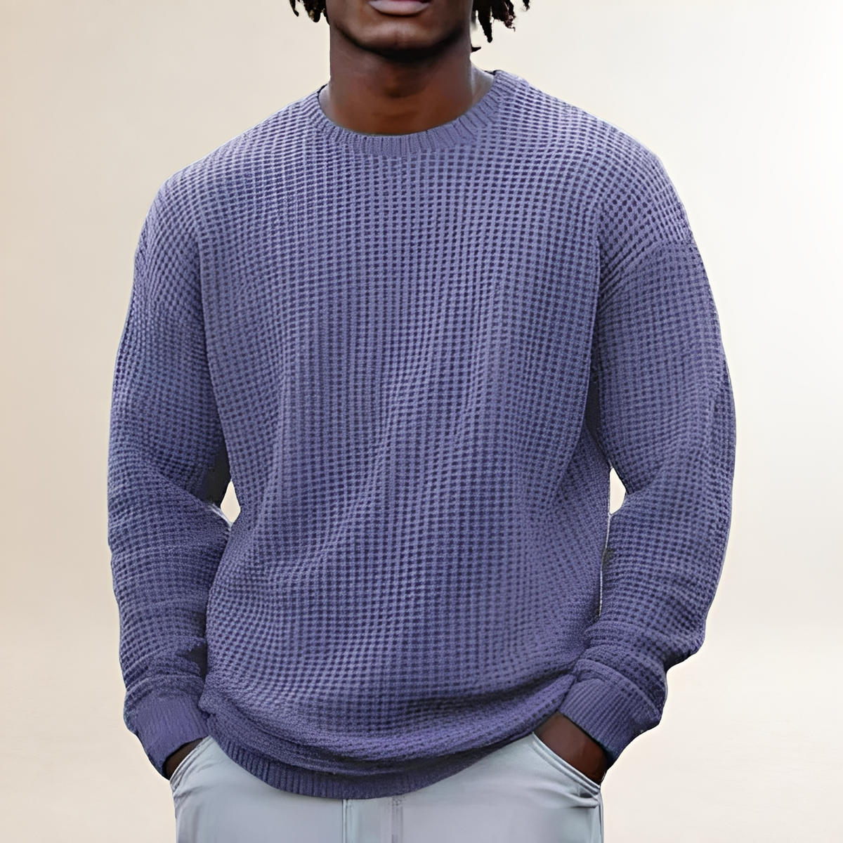 Sweat-shirt homme à col rond à manches longues avec motif texturé