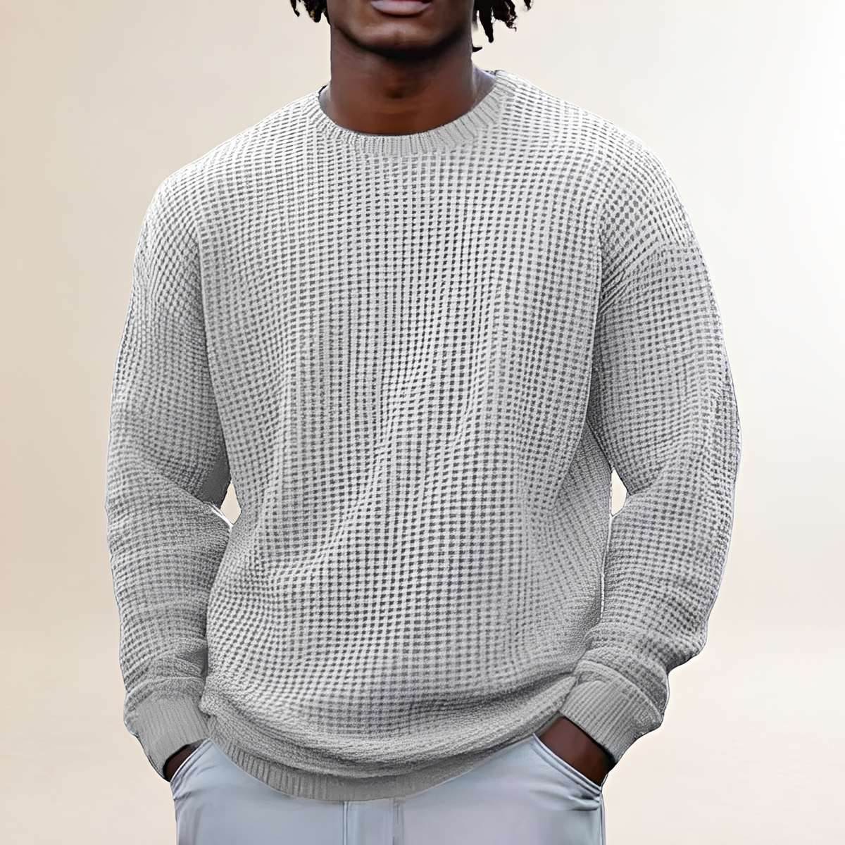 Sweat-shirt homme à col rond à manches longues avec motif texturé