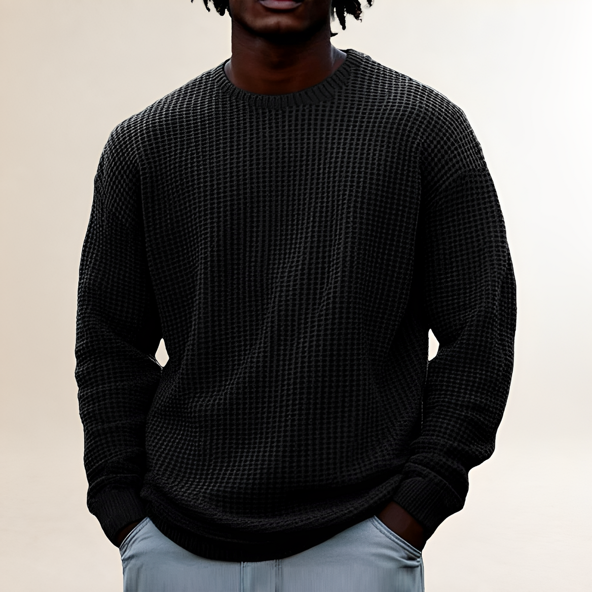 Sweat-shirt homme à col rond à manches longues avec motif texturé