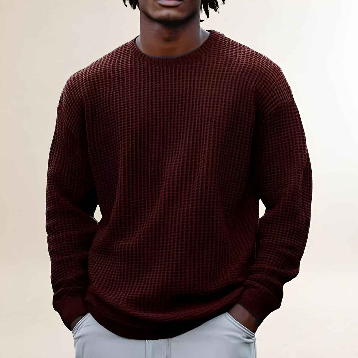 Sweat-shirt homme à col rond à manches longues avec motif texturé