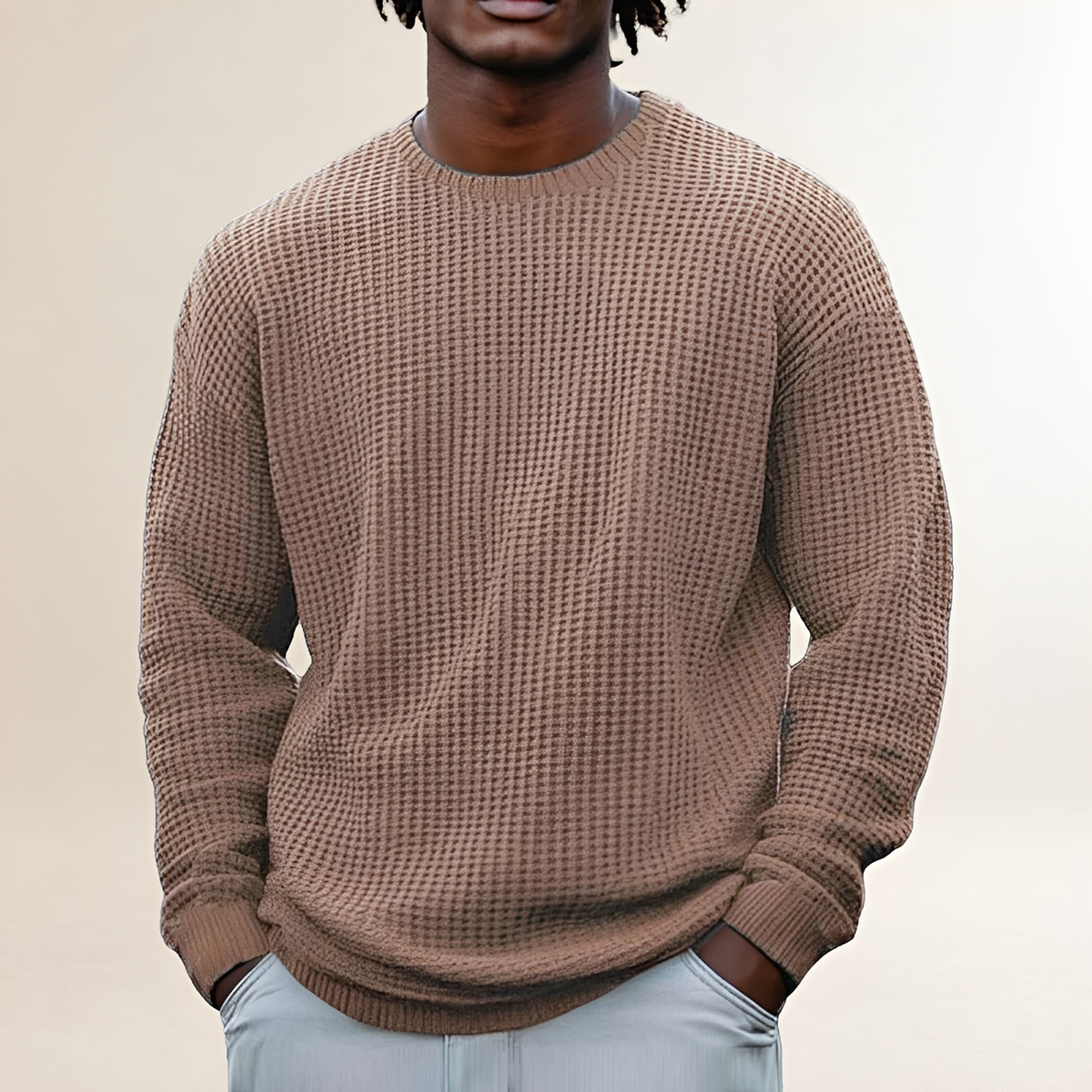 Sweat-shirt homme à col rond à manches longues avec motif texturé