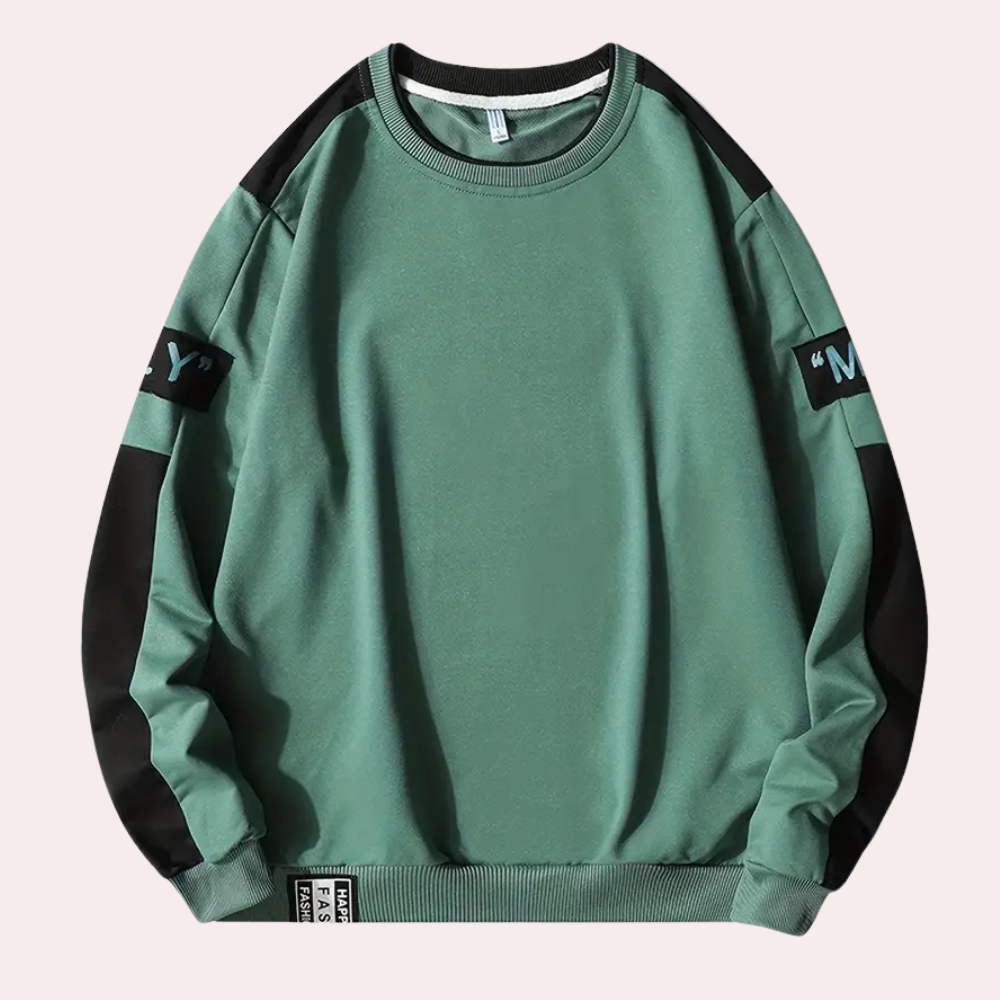 Sweat-shirt à manches longues homme col rond coupe ample design moderne