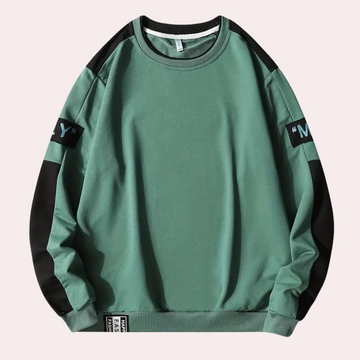 Sweat-shirt à manches longues homme col rond coupe ample design moderne
