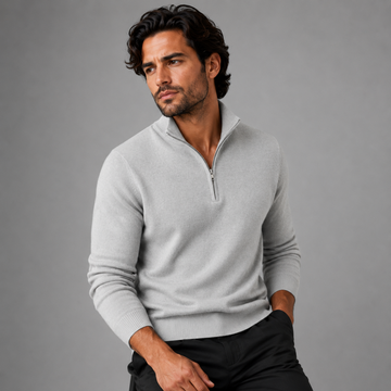Sweatshirt homme à col montant zippé à mi-longueur coupe ajustée