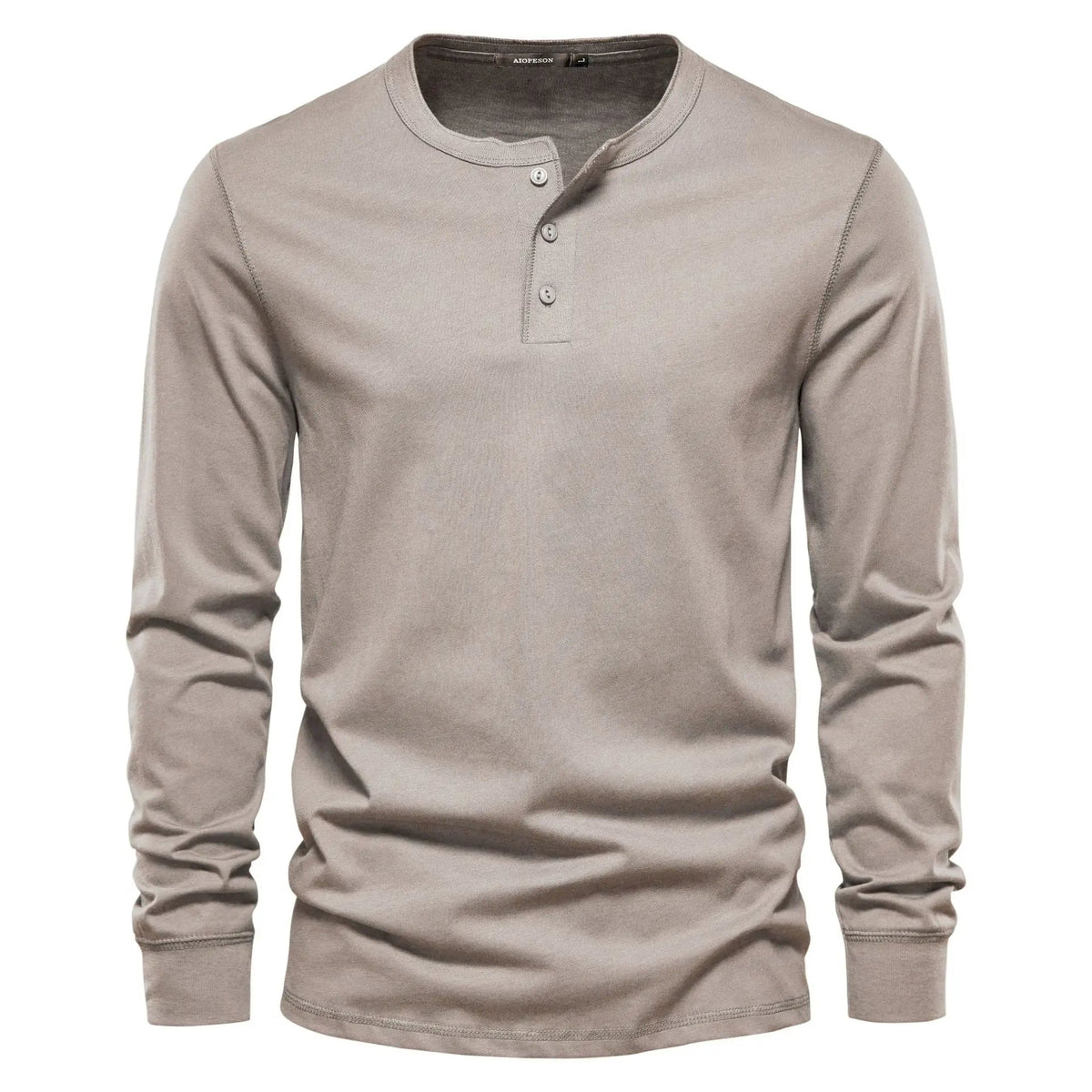 T-shirt homme à manches longues style henley col boutonné coupe régulière