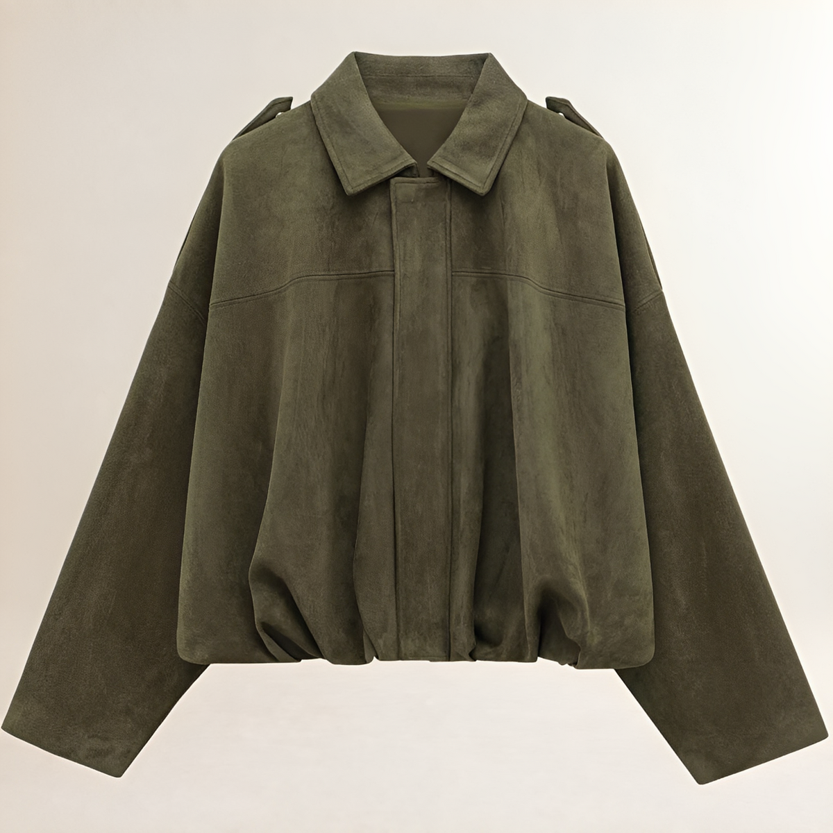 Vêtement: Veste bomber pour femmes - coupe cropboxy avec épaulettes et ourlet froncé