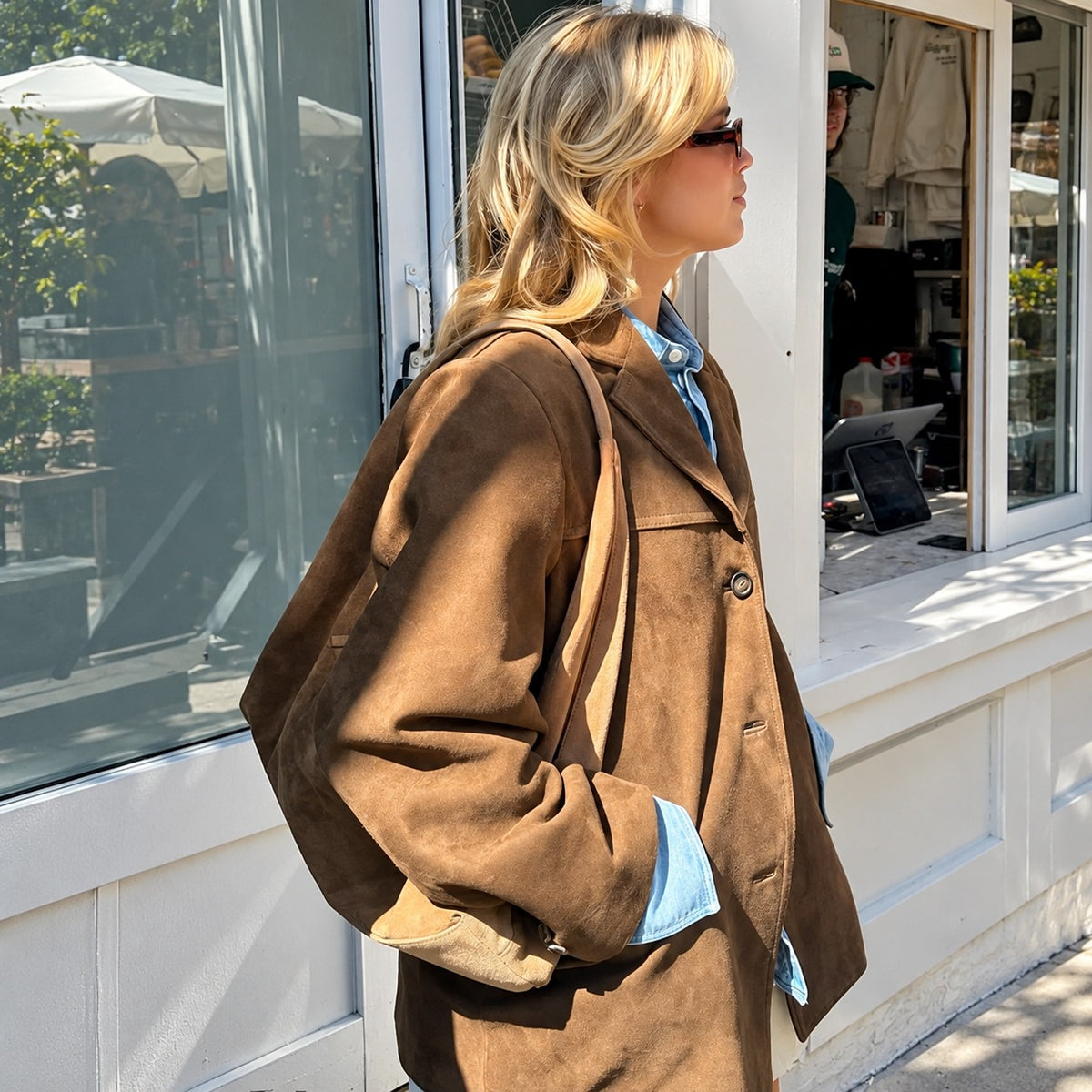Veste blazer femme coupe oversize avec revers notched et poches à rabat