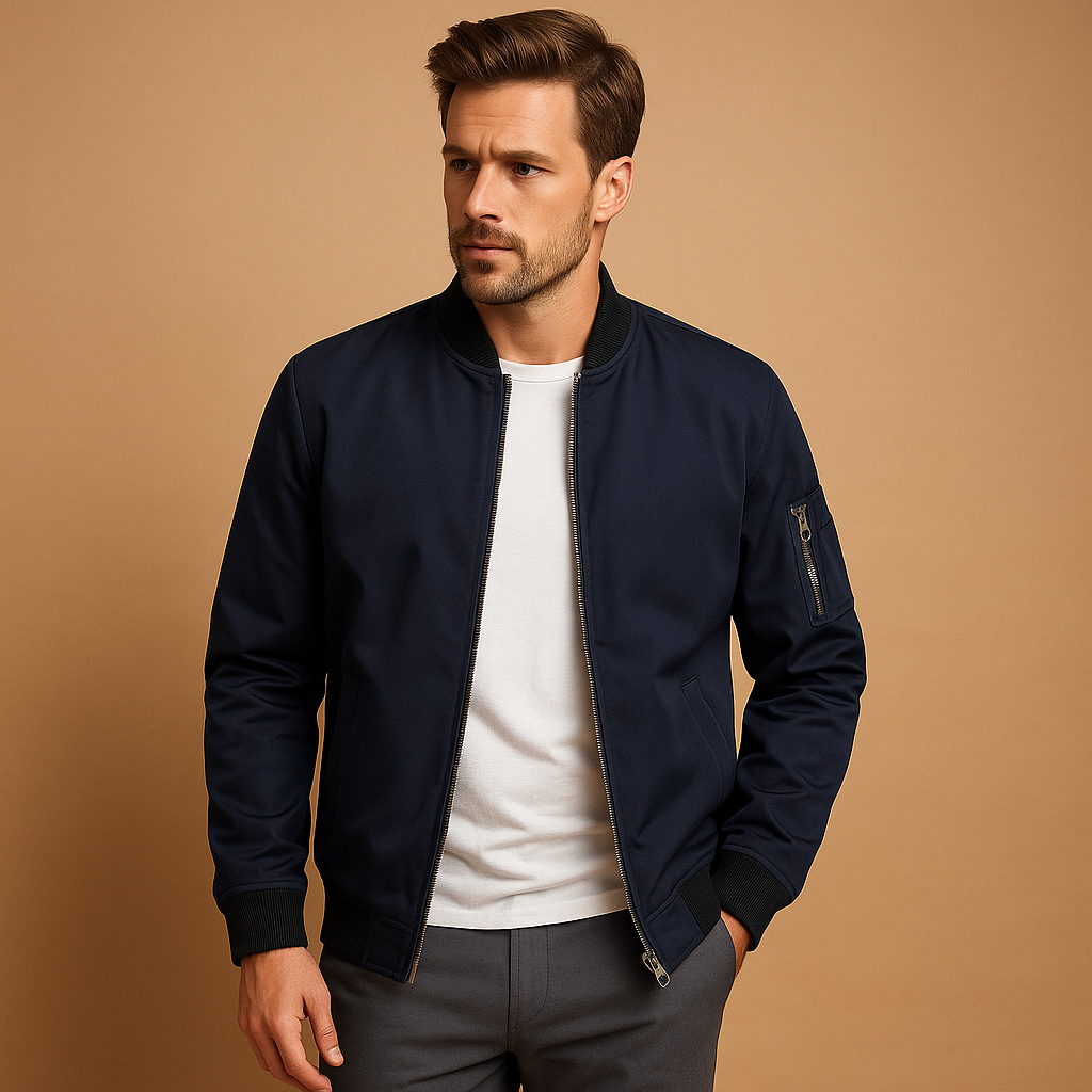 Veste bomber homme à zip, poignets côtelés et poche intérieure