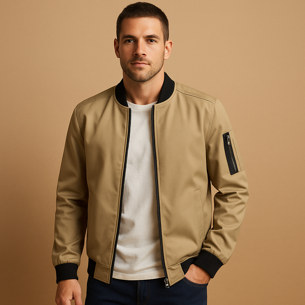 Veste bomber homme à zip, poignets côtelés et poche intérieure
