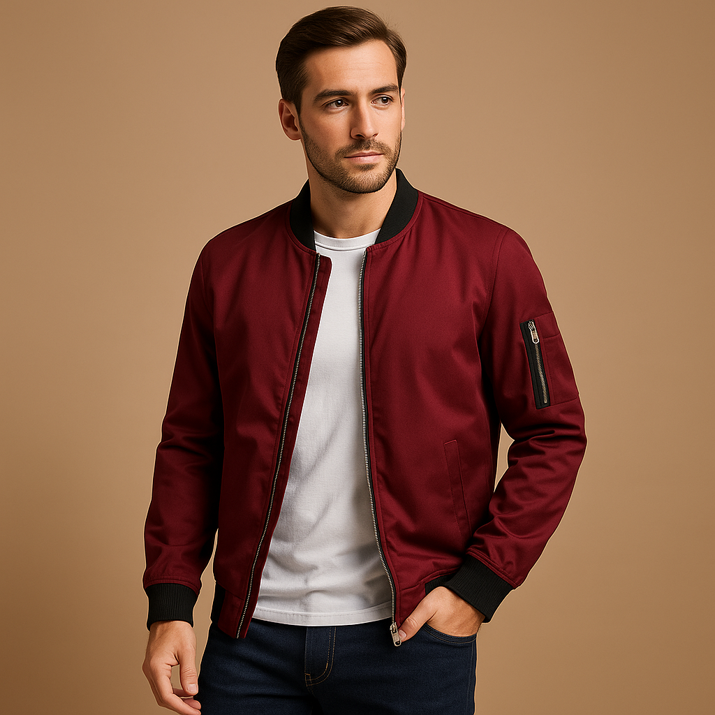 Veste bomber homme à zip, poignets côtelés et poche intérieure