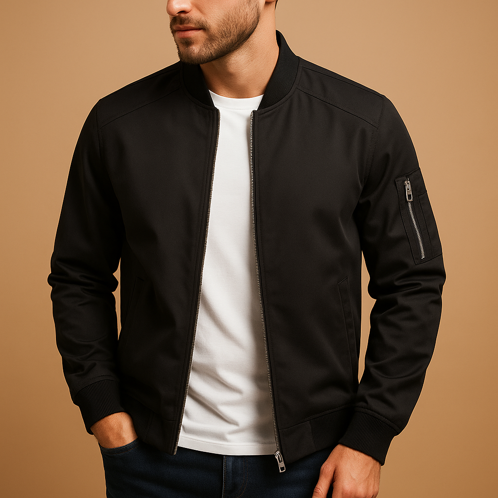 Veste bomber homme à zip, poignets côtelés et poche intérieure
