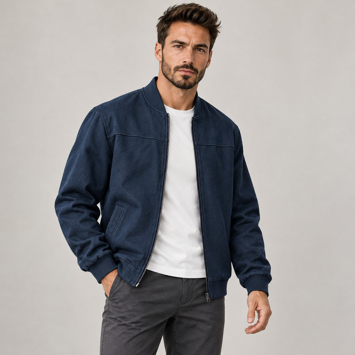 Veste bomber pour homme coupe slim à zip