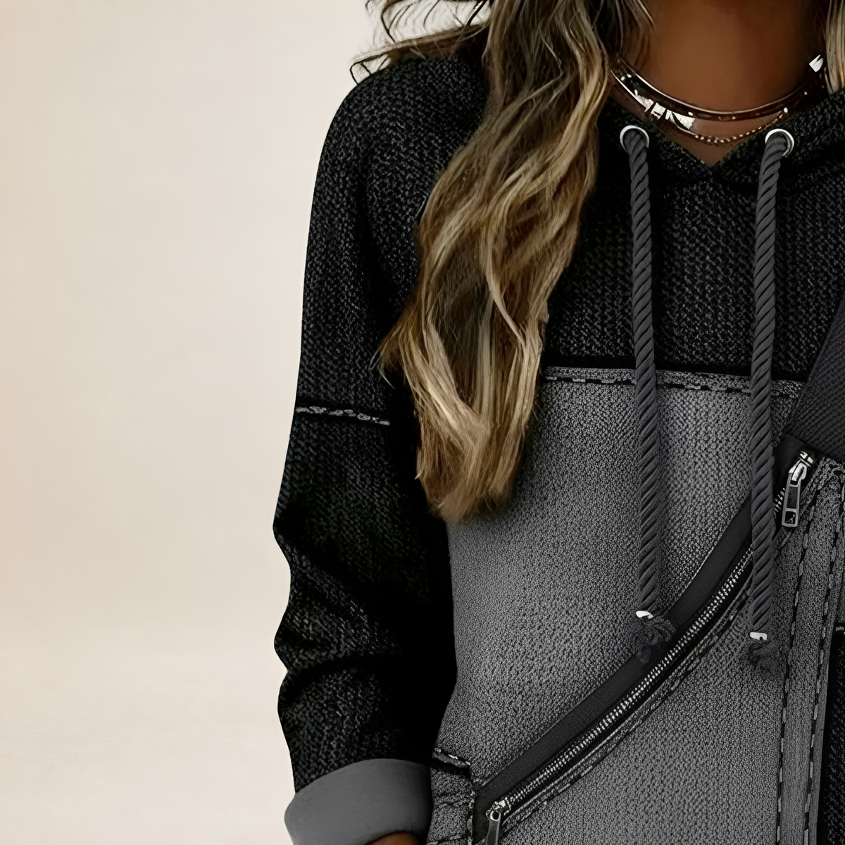 Veste à capuche pour femmes avec poche à zip et coupe décontractée