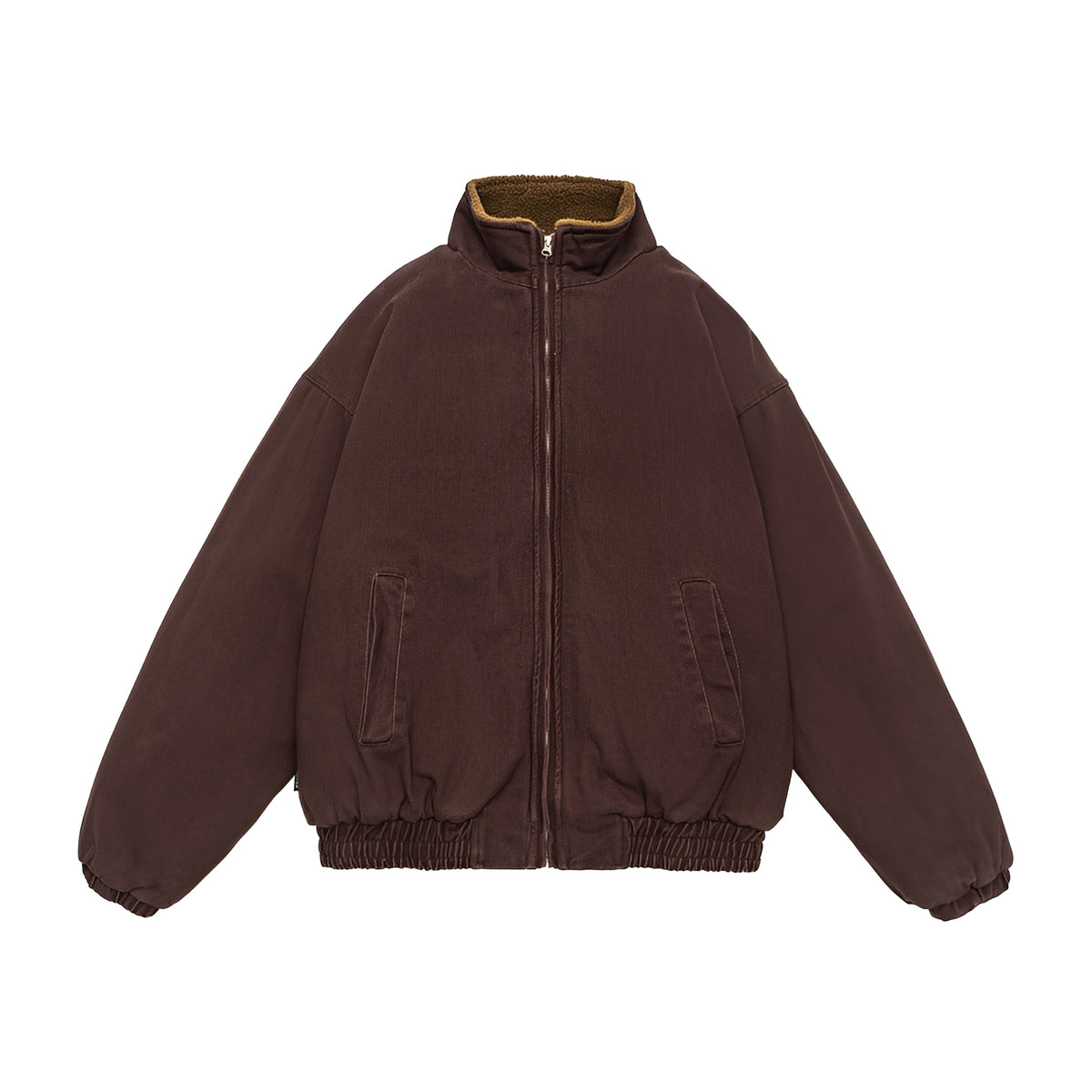 Veste décontractée pour homme - Fermeture éclair, coupe oversize, col montant