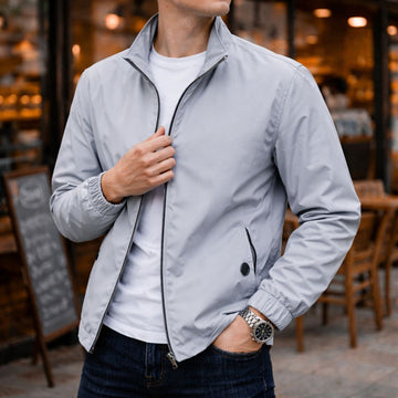 Veste décontractée pour homme légère à zip, manches élastiques, coupe régulière