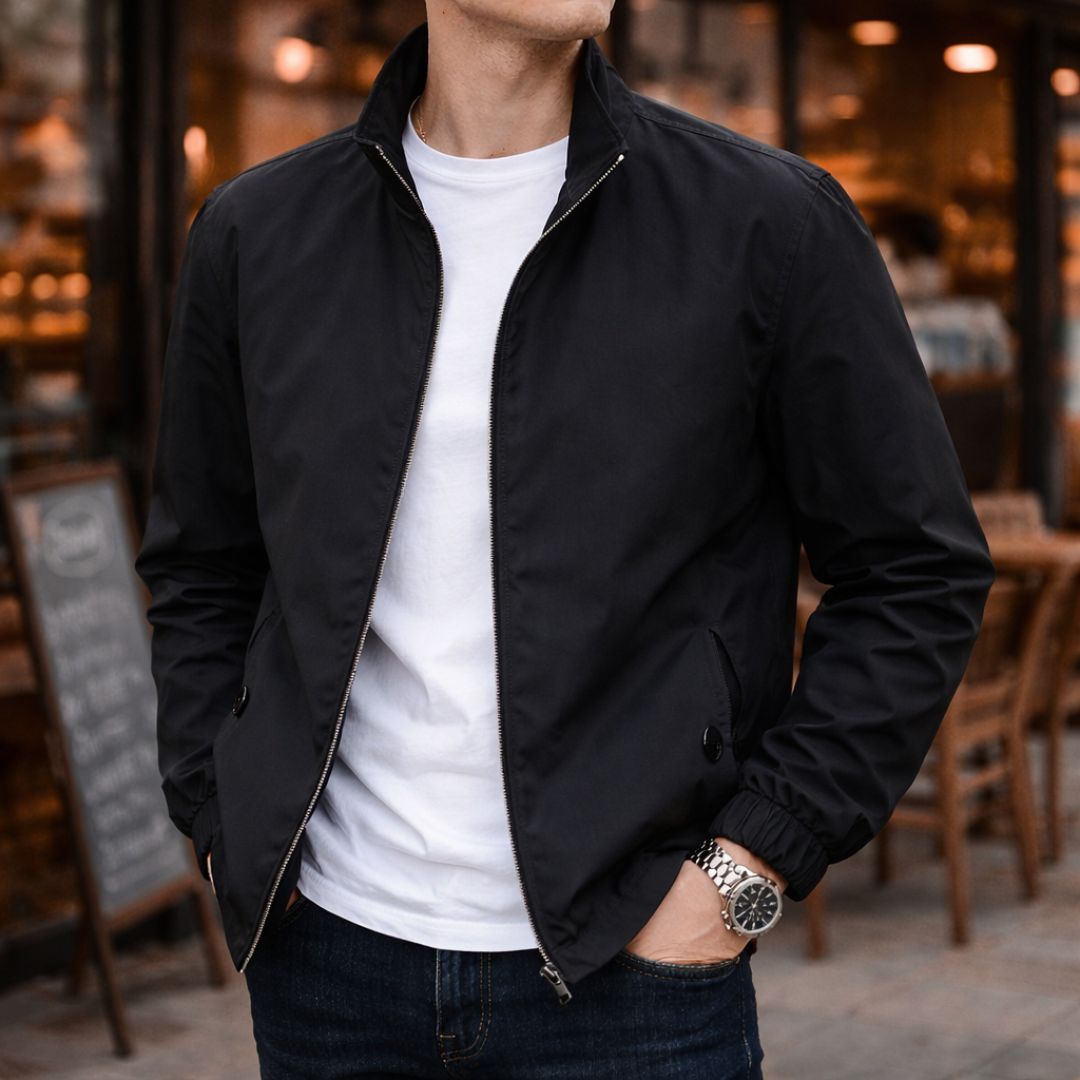 Veste décontractée pour homme légère à zip, manches élastiques, coupe régulière