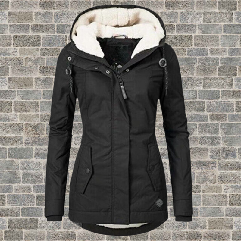 Veste d'hiver femme à capuche zippée avec poches latérales et ajustables