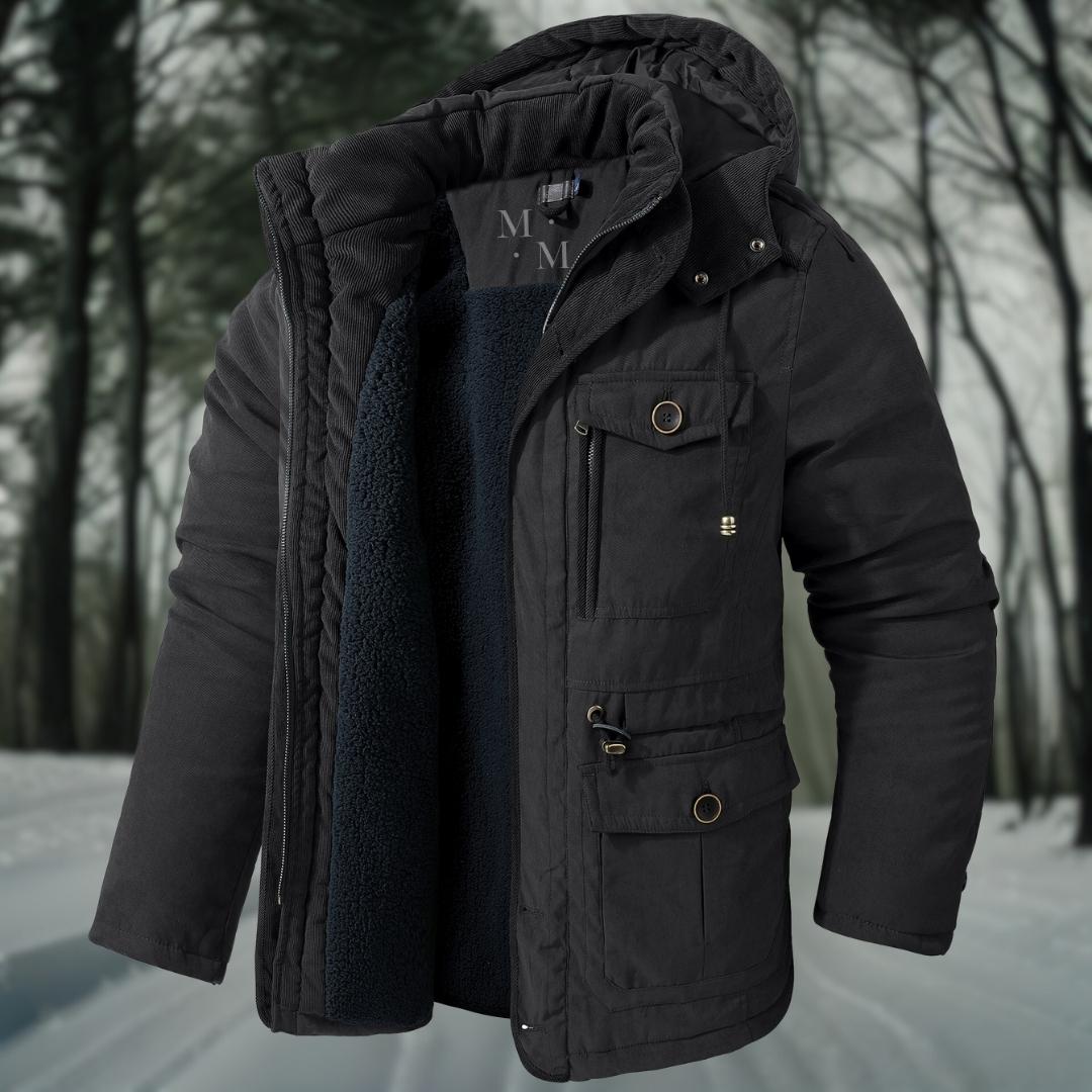 Veste d'hiver pour homme à capuche design quilté plusieurs poches coupe régulière