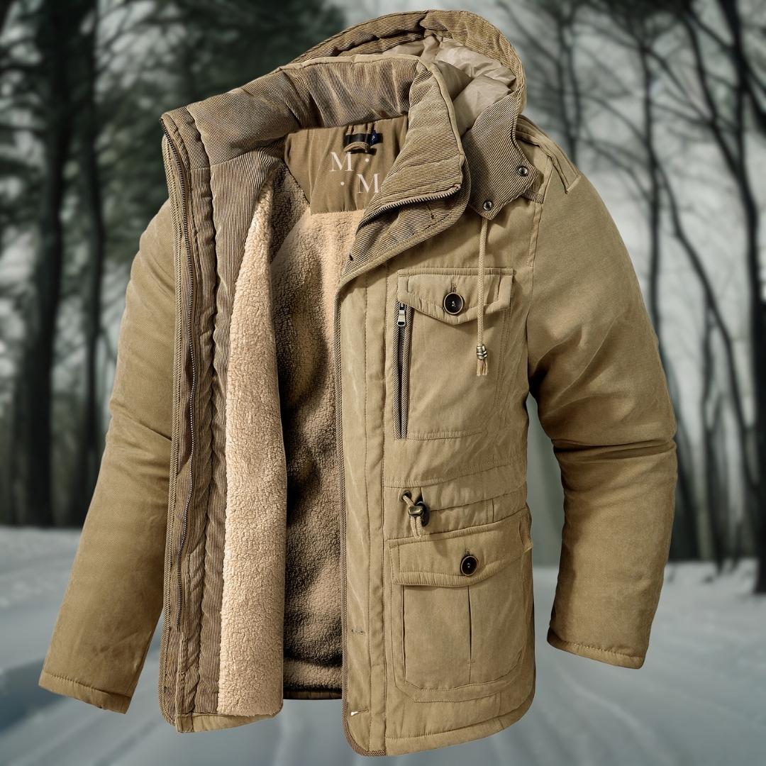 Veste d'hiver pour homme à capuche design quilté plusieurs poches coupe régulière