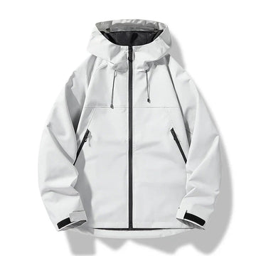 Veste femme coupe droite imperméable à capuche et poches zippées