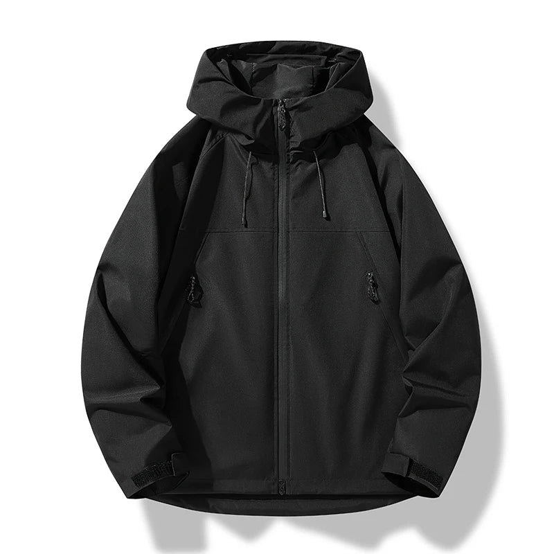Veste femme coupe droite imperméable à capuche et poches zippées