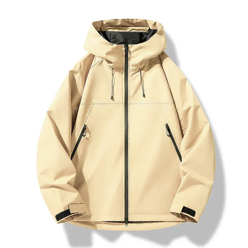 Veste femme coupe droite imperméable à capuche et poches zippées