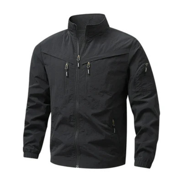 Veste Homme - Blouson léger à fermeture éclair complète, col montant, poches zippées verticales et poche utilitaire manche