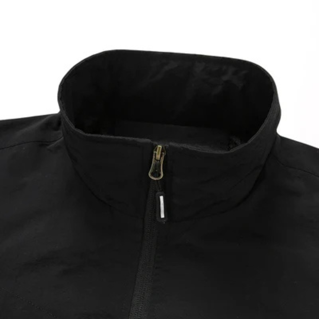 Veste Homme - Blouson léger à fermeture éclair complète, col montant, poches zippées verticales et poche utilitaire manche
