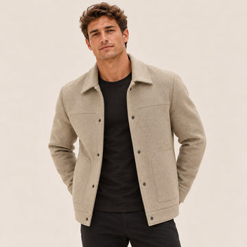 Veste homme à bouton et poche plaquée - coupe régulière