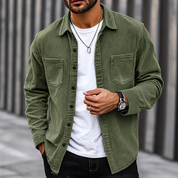 Veste homme à boutons, coupe classique, col traditionnel, poches poitrine