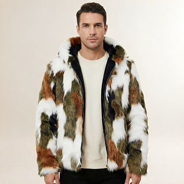 Veste homme à capuche avec motif coloré, fermeture éclair, coupe régulière