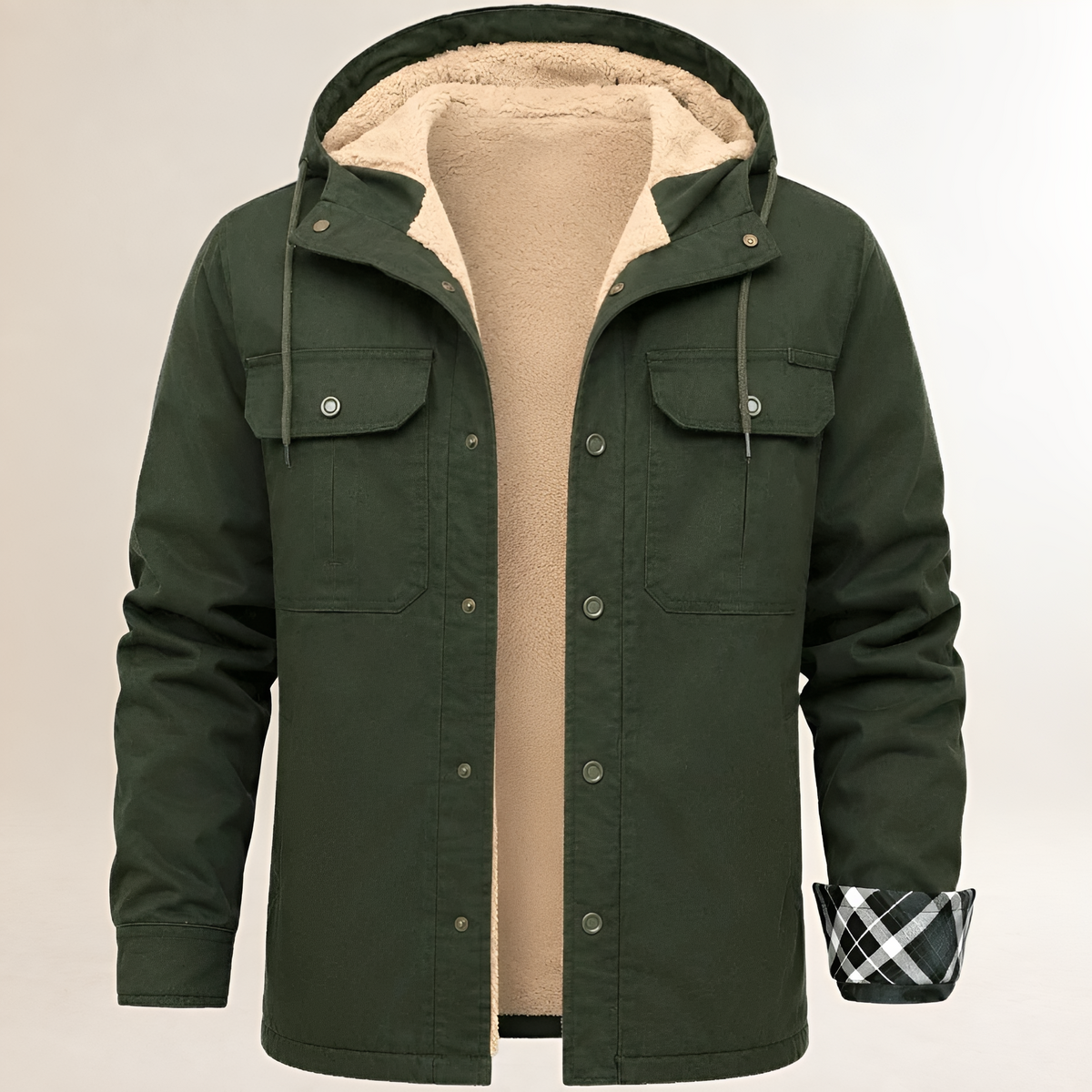 Veste homme à capuche boutons-pression et poches poitrine - Coupe régulière