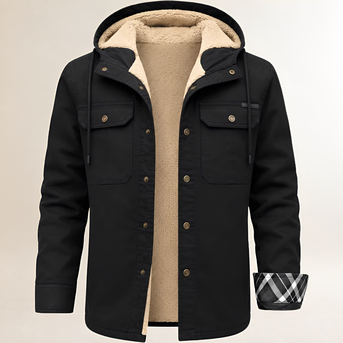 Veste homme à capuche boutons-pression et poches poitrine - Coupe régulière