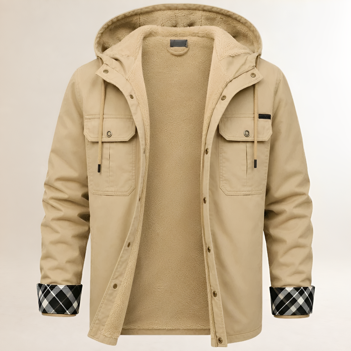 Veste homme à capuche boutons-pression et poches poitrine - Coupe régulière