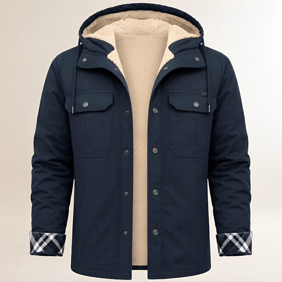 Veste homme à capuche boutons-pression et poches poitrine - Coupe régulière