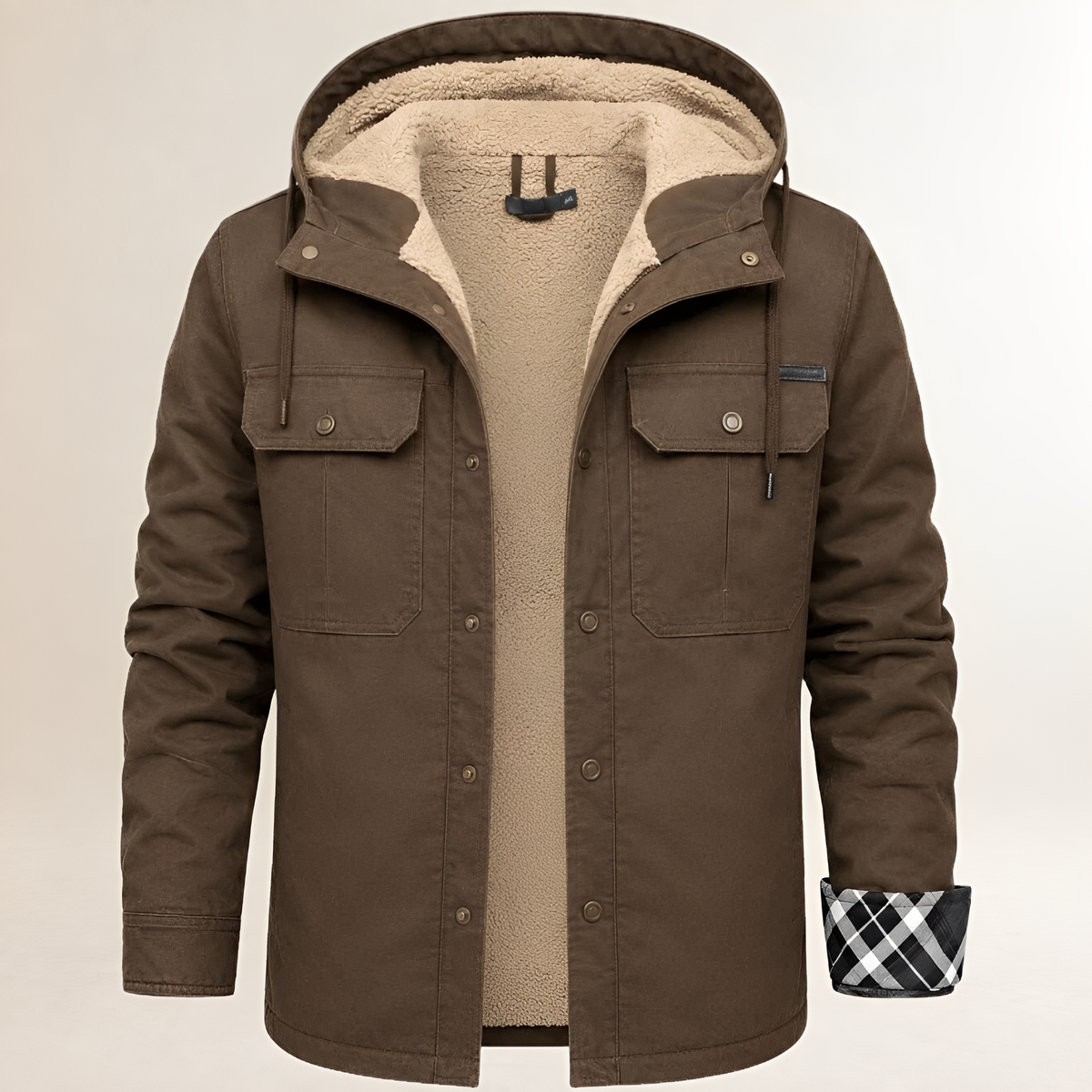 Veste homme à capuche boutons-pression et poches poitrine - Coupe régulière