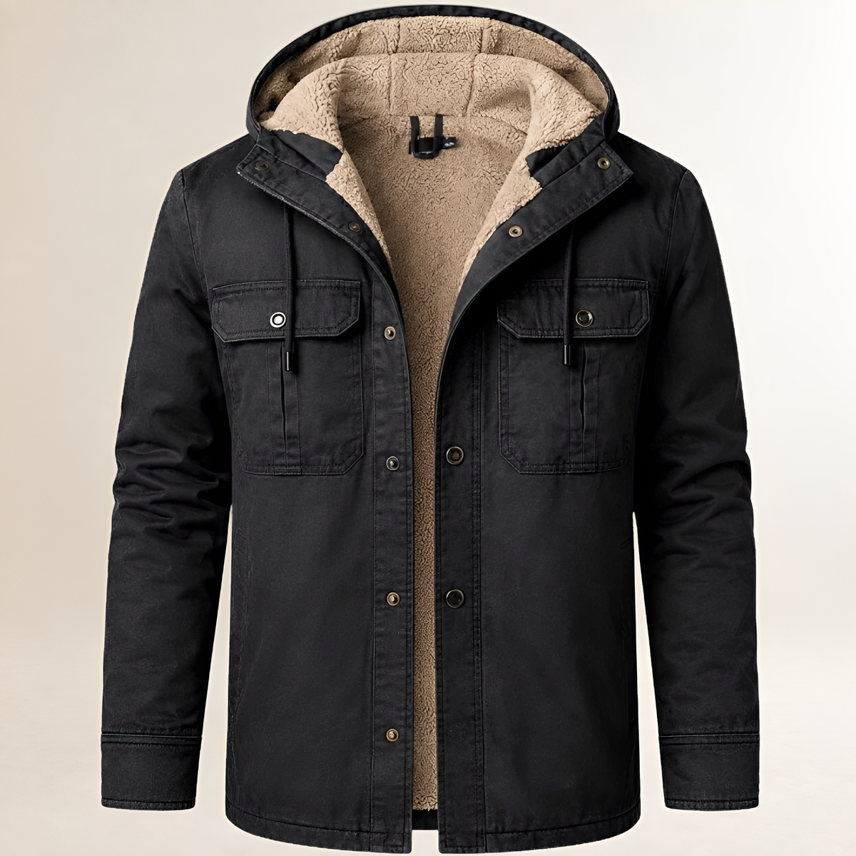 Veste homme à capuche boutons-pression et poches poitrine - Coupe régulière