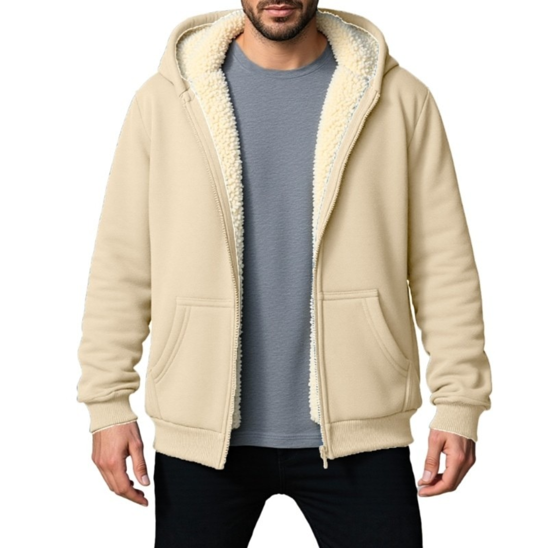 Veste homme à capuche zippée complète avec poches kangourou - cordon et poignet côtelés