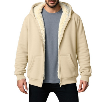 Veste homme à capuche zippée complète avec poches kangourou - cordon et poignet côtelés