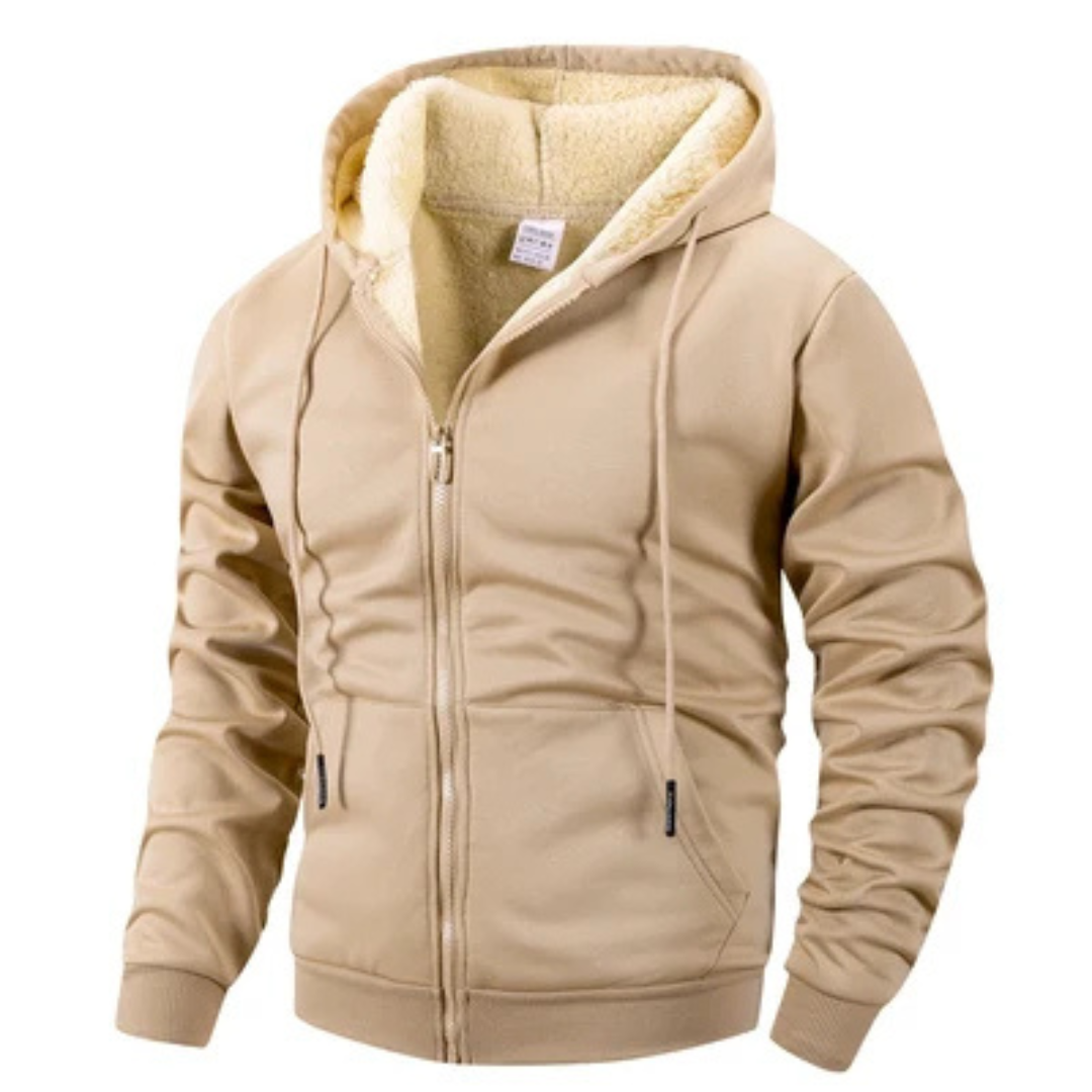 Veste homme à capuche zippée complète avec poches kangourou - cordon et poignet côtelés